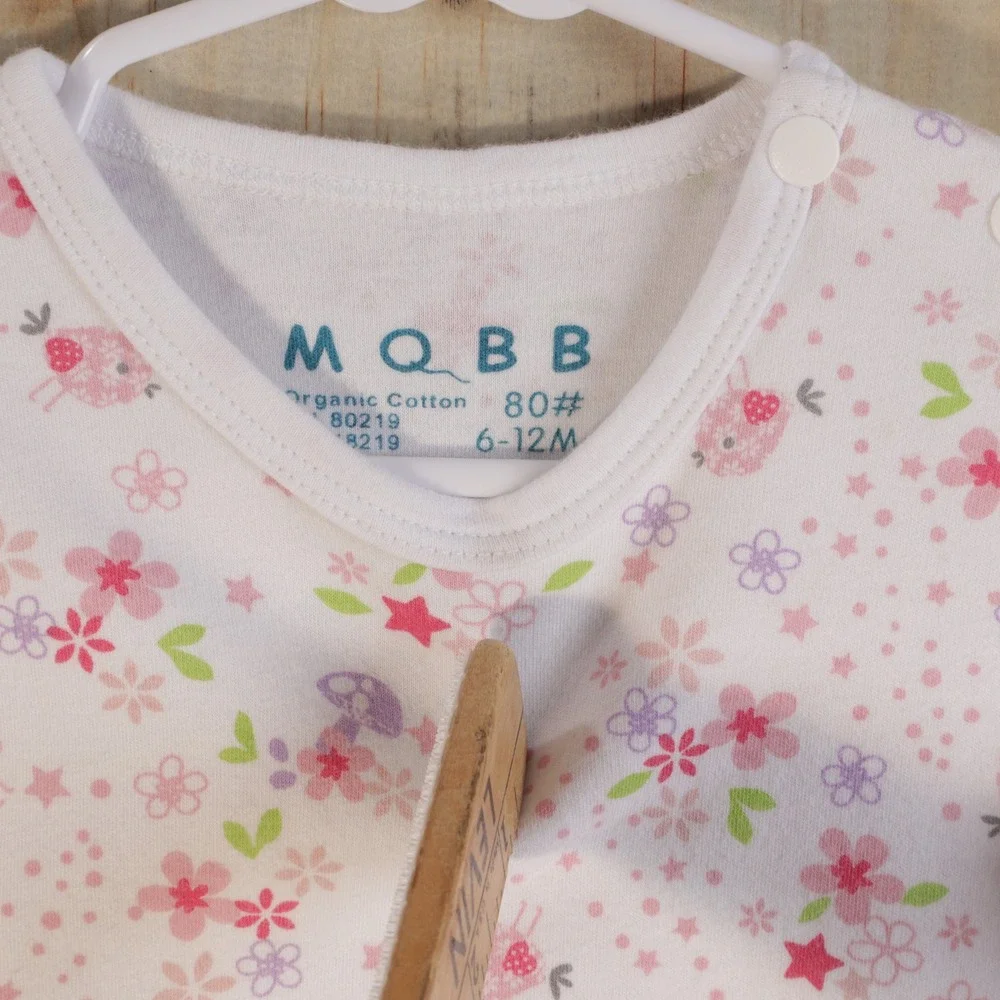 MQBB Organic Cotton Baby Sleep Gown Pink Floral Mushroom Birds 6-12M